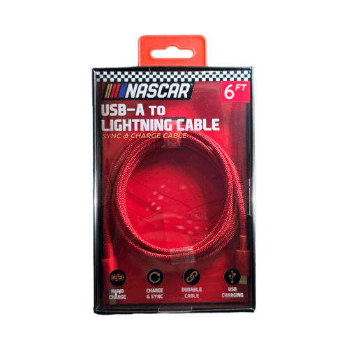 Nascar USB-A To Lightning Cable 6 FT – Red