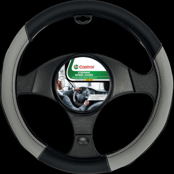 Castrol- 2 Tone Steering Wheel Cover Gray / Black