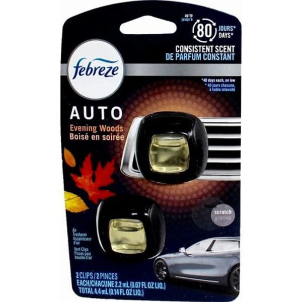 Febreze Car Vent Clip Freshener 2 Pk- Evening Woods