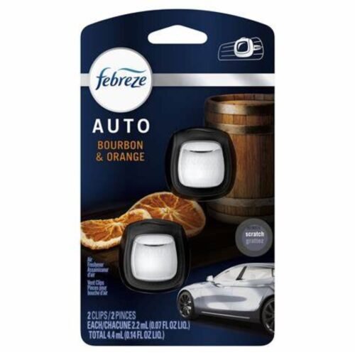 Febreze Car Vent Clip Freshener 2 Pk- Bourbon & Orange