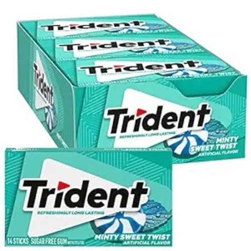 Trident Sugar Free Gum 12/14 Sticks- Mint Sweet Twist