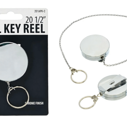 Sona 2″ Chrome Pull Key Reel – 20.1/2 Metal Cord Key Chain