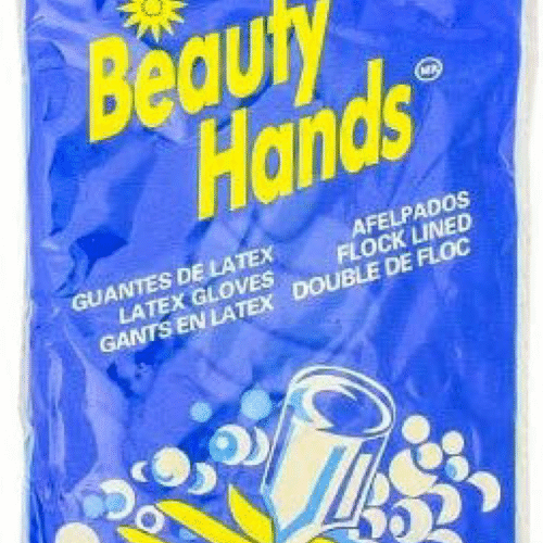 Beauty Hands Latex Glove 1PK Yellow Flock Lined Medium