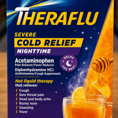 Theraflu Severe Cold Relief Nighttime- Honey Lemon- 6 Pack- 18 Pcs